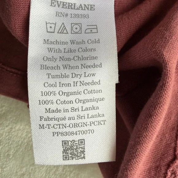 Everlane Uniform Pocket T Shirt Tee Medium Short Sleeves Organic Cotton Burgundy - Picture 6 of 9